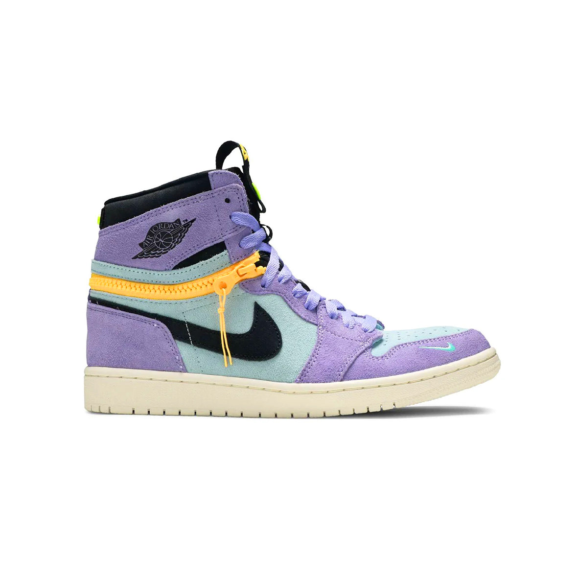 Air Jordan 1 High Switch Purple Pulse baskets montantes homme et femme en cuir violet, vue de profil