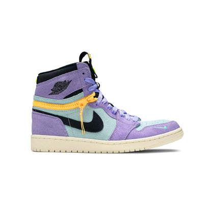 Air Jordan 1 High Switch Purple Pulse baskets montantes homme et femme en cuir violet, vue de profil