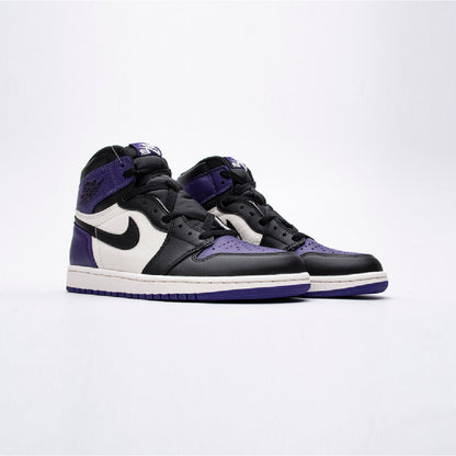 Air Jordan 1 High Court Purple baskets montantes homme en cuir violet, vue de face