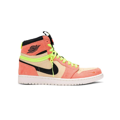 Air Jordan 1 High Switch Apricot Powder baskets montantes homme et femme en cuir orange, vue de profil