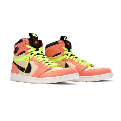 Air Jordan 1 High Switch Apricot Powder baskets montantes homme et femme en cuir orange, vue de face