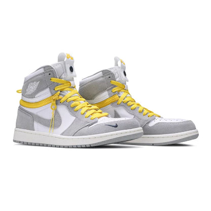 Air Jordan 1 High Switch Light Smoke Grey baskets montantes homme et femme en cuir gris, vue de face