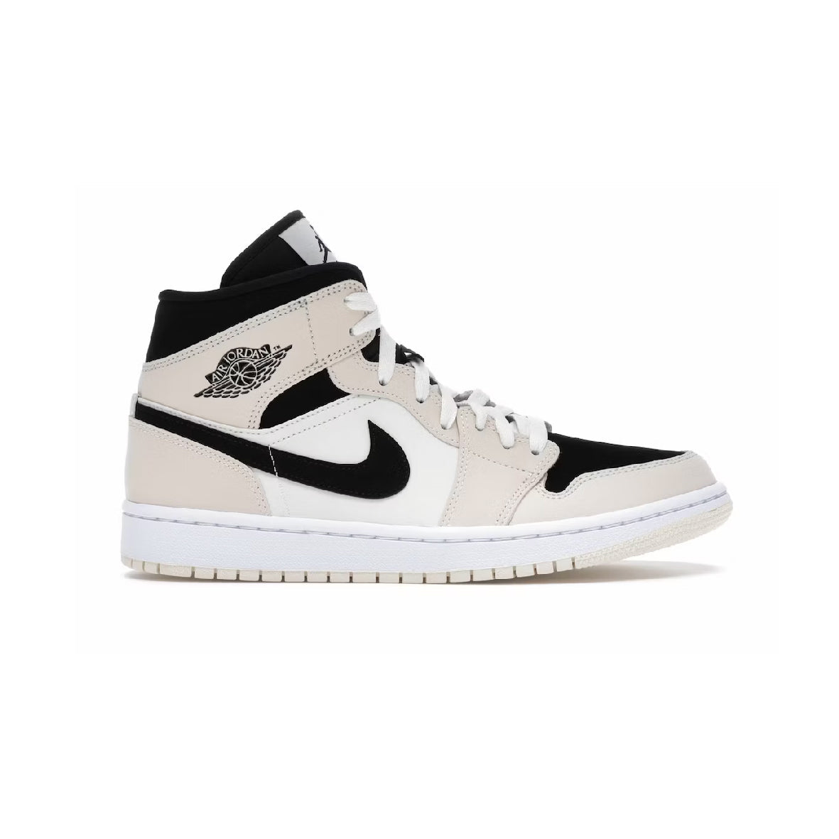 Air Jordan 1 Mid Barely Orange baskets mi-montantes homme et femme en cuir orange, vue de profil