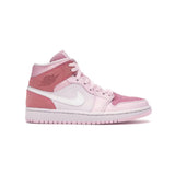 Air Jordan 1 Mid Digital Pink – Baskets Mi-Montantes Femme en Cuir Style Basketball