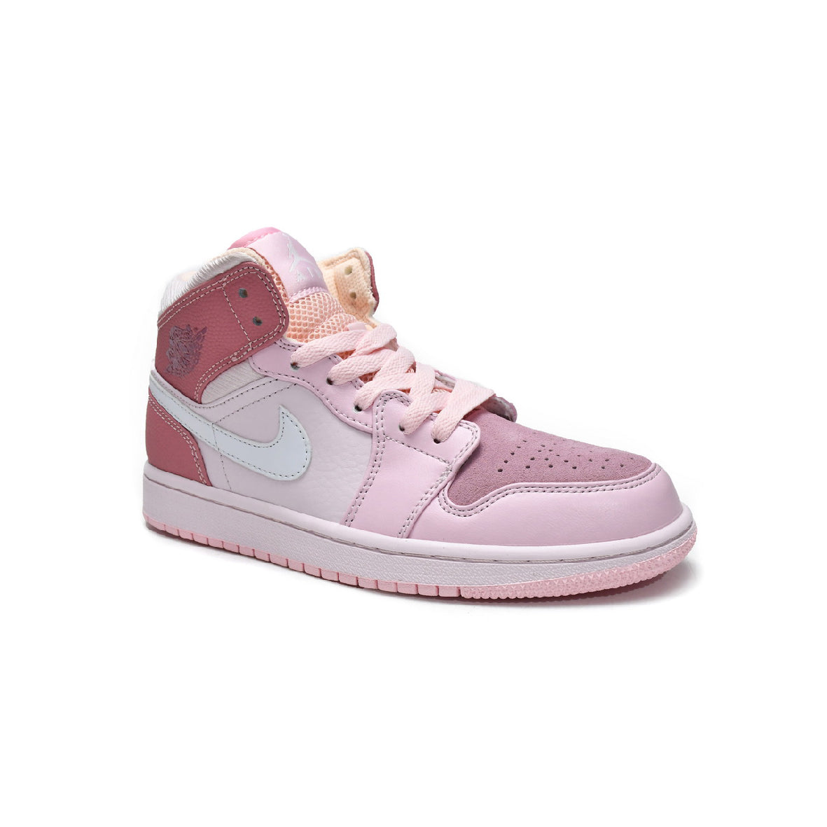 Air Jordan 1 Mid Digital Pink baskets mi-montantes femme en cuir rose, vue de face