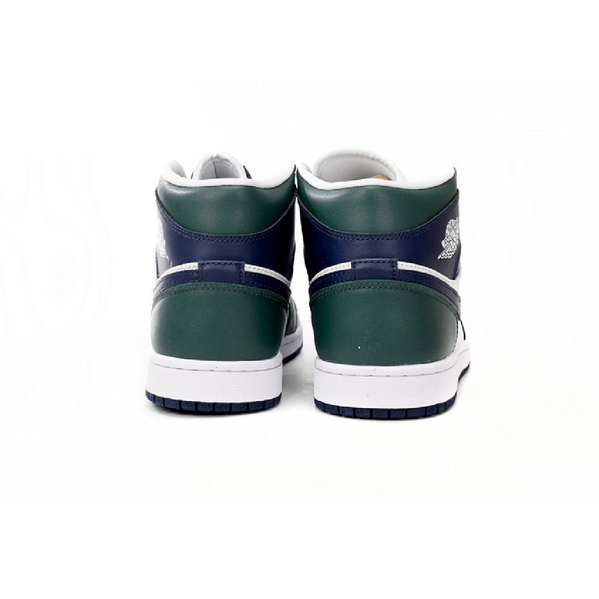 Air Jordan 1 Mid Noble Green baskets mi-montantes homme et femme en cuir vert, détail semelle