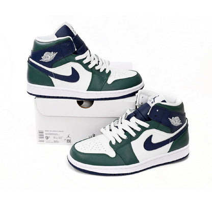 Air Jordan 1 Mid Noble Green baskets mi-montantes homme et femme en cuir vert, vue arrière
