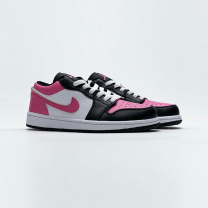 Air Jordan 1 Low Pinksicle baskets basses homme et femme en cuir blanc rose, vue de face