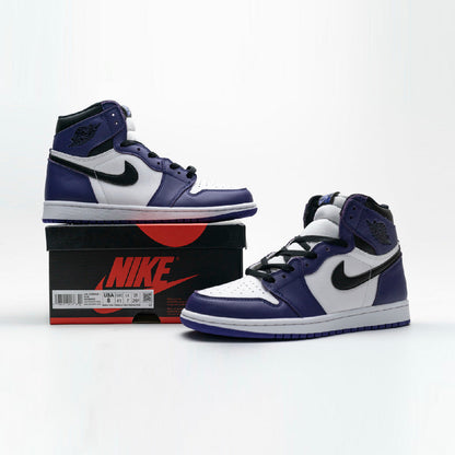 Air Jordan 1 High Court Purple baskets montantes homme en cuir violet, vue arrière