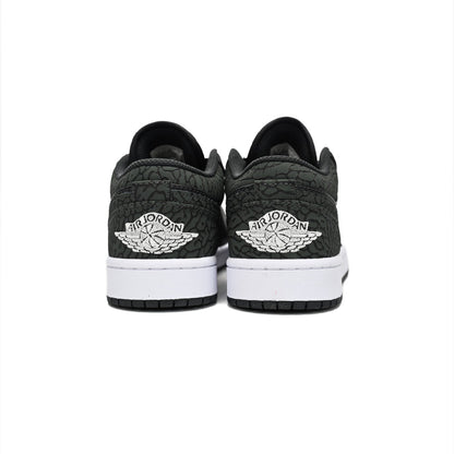 Air Jordan 1 Low Black Elephant baskets basses homme et femme en cuir noir, vue de face