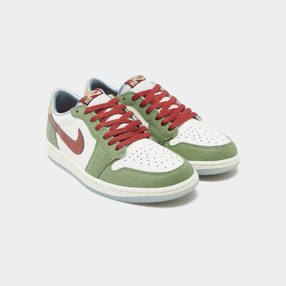 Air Jordan 1 Low Year of the Dragon baskets basses homme et femme en cuir blanc rouge, vue de face