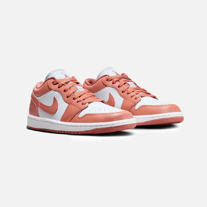 Air Jordan 1 Low Rose Saumon baskets basses femme en cuir rose, vue de face