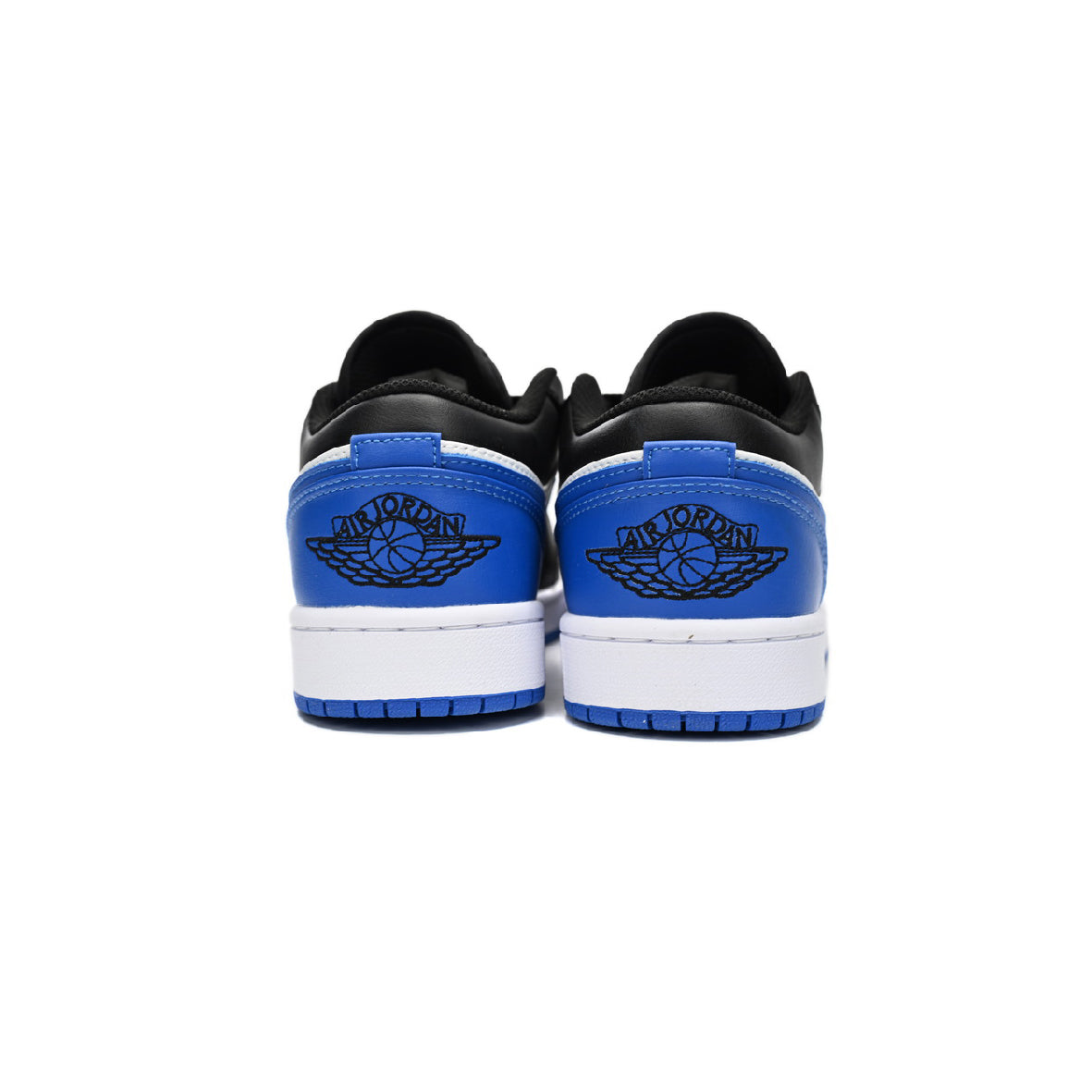Air Jordan 1 Low Royal Toe baskets basses homme et femme en cuir bleu, détail semelle