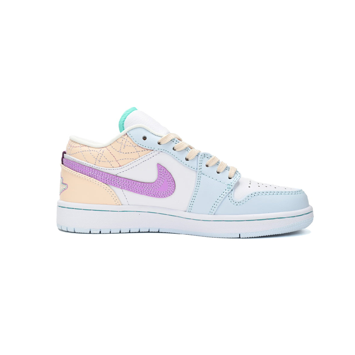 Air Jordan 1 Low Sashiko Multi-Color baskets basses femme en cuir multicolore, vue de profil
