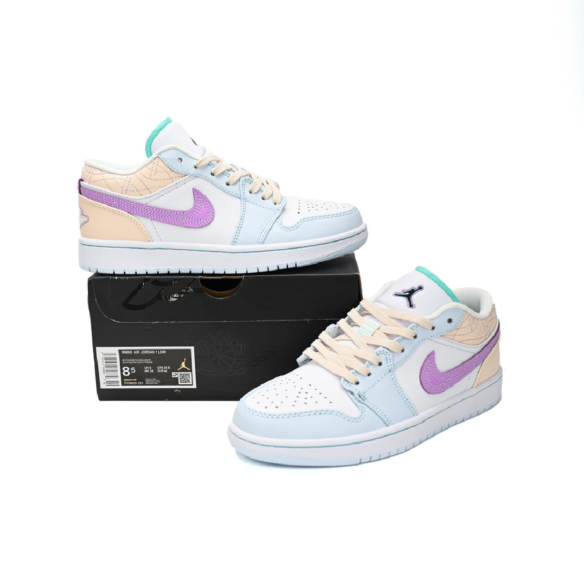 Air Jordan 1 Low Sashiko Multi-Color baskets basses femme en cuir multicolore, vue arrière