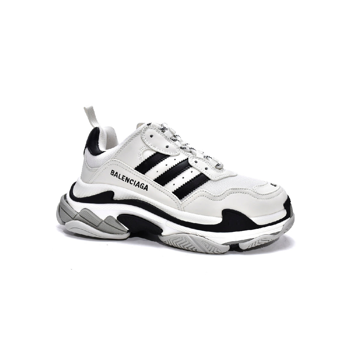 Adidas Triple S Balenciaga White baskets homme et femme en cuir, mesh et cuir synthétique blanc, vue de face