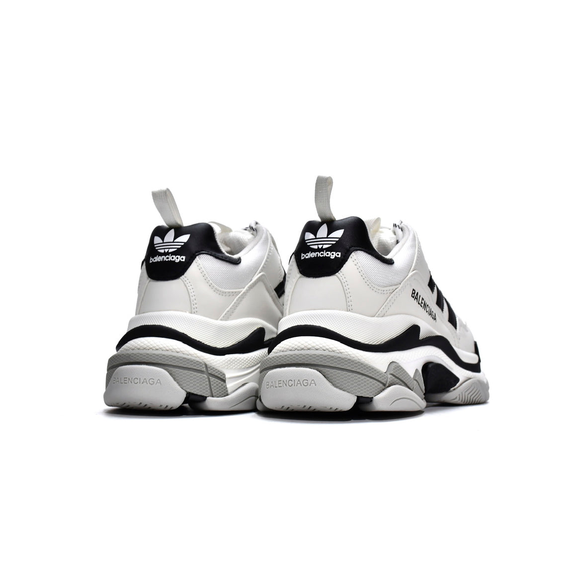 Adidas Triple S Balenciaga White baskets homme et femme en cuir, mesh et cuir synthétique blanc, détail semelle