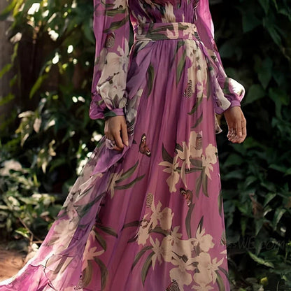 Sienna | Robe longue à manches longues pour femme avec imprimé floral