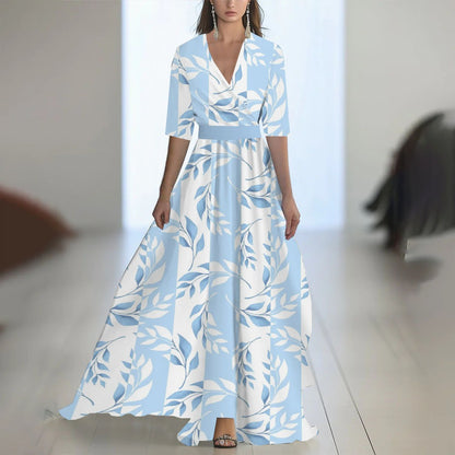 Robe Maxi Fleurie Femme – Col V Taille Ajustée