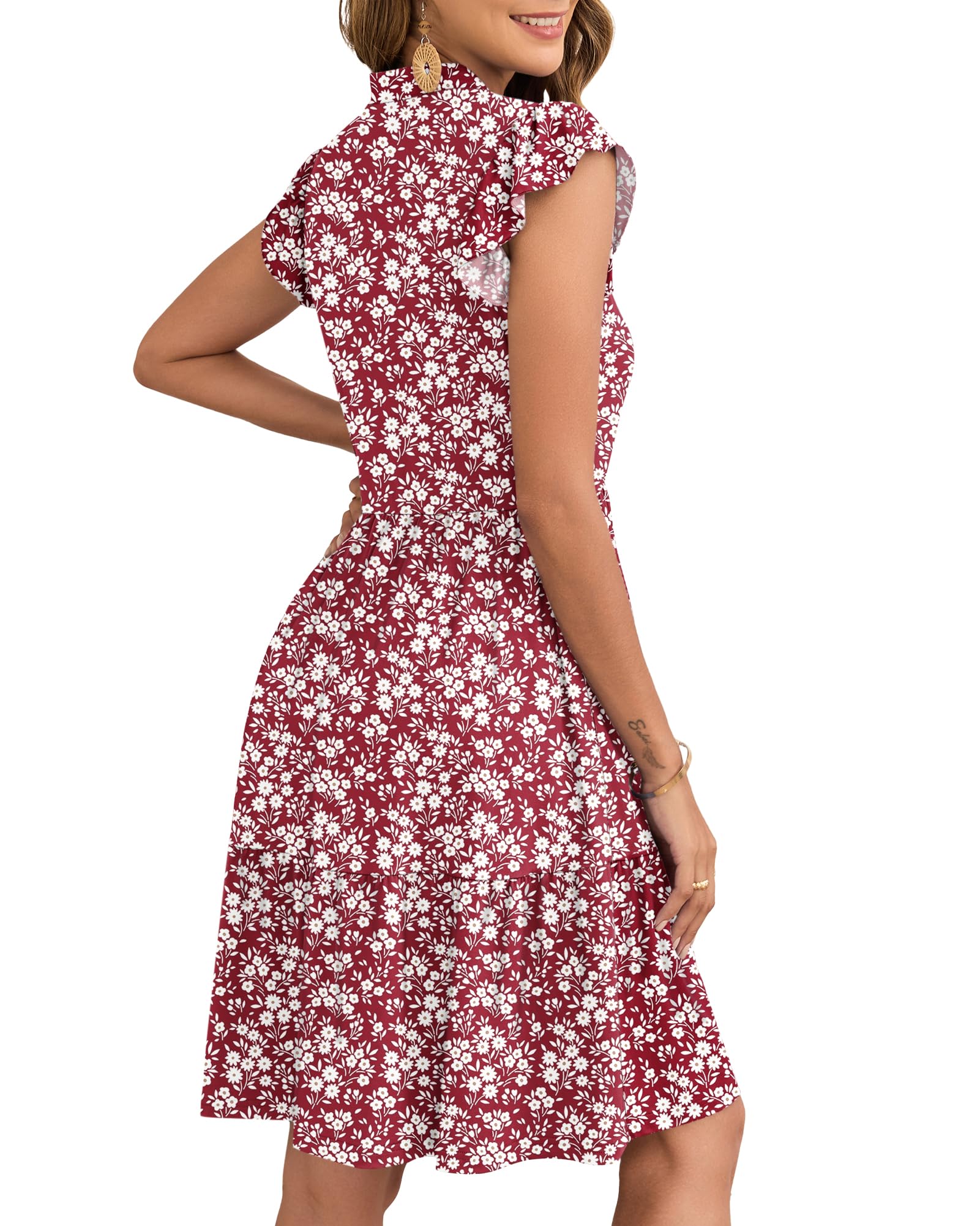 Robe Midi Femme en stretch, col V, coupe fluide – Menvelo