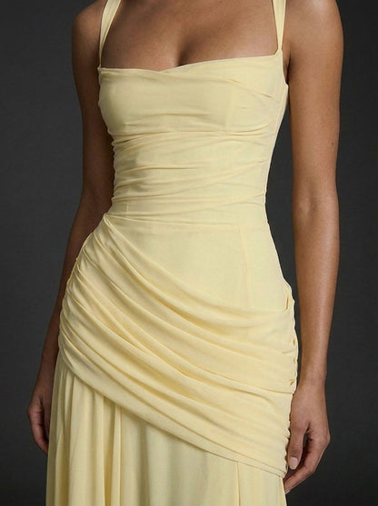 Sophie | Robe maxi froncée sans manches à encolure carrée pour femme