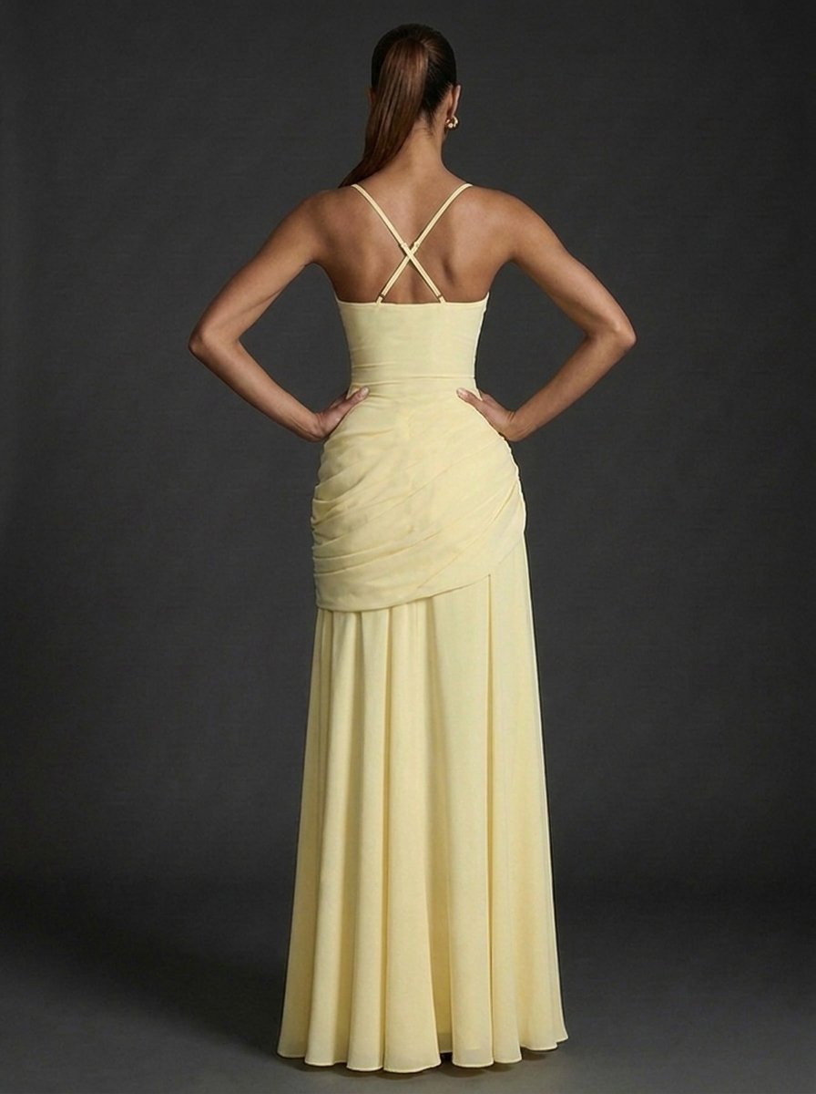 Sophie | Robe maxi froncée sans manches à encolure carrée pour femme