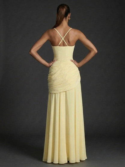 Sophie | Robe maxi froncée sans manches à encolure carrée pour femme