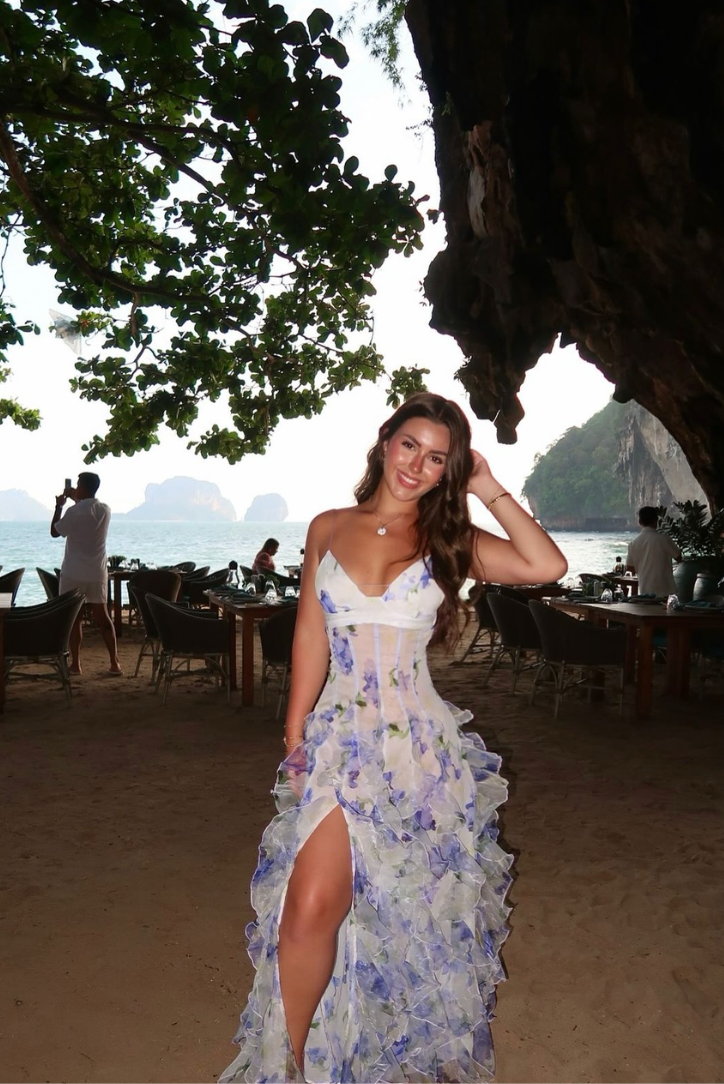 Taylor | Robe maxi d'été à fleurs pour femme avec découpes