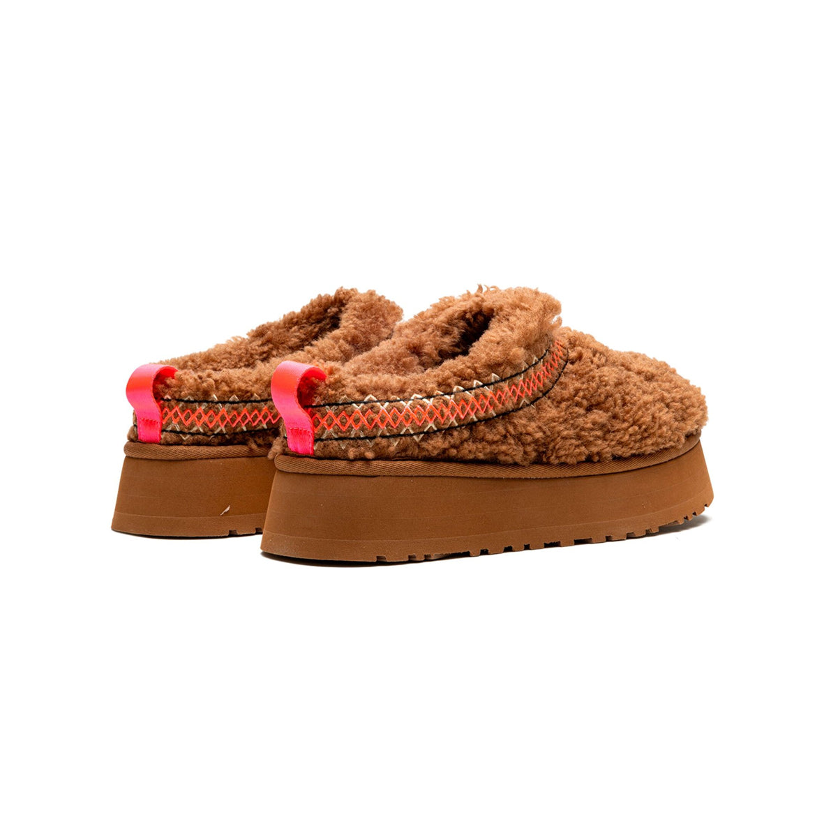 UGG Tazz Heritage Braid Brown chaussons à plateforme femme en daim et peau de mouton marron, détail semelle