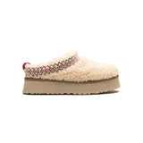 UGG Tazz Heritage Braid Natural – Sabots Plateforme Femme en Daim et Peau de Mouton