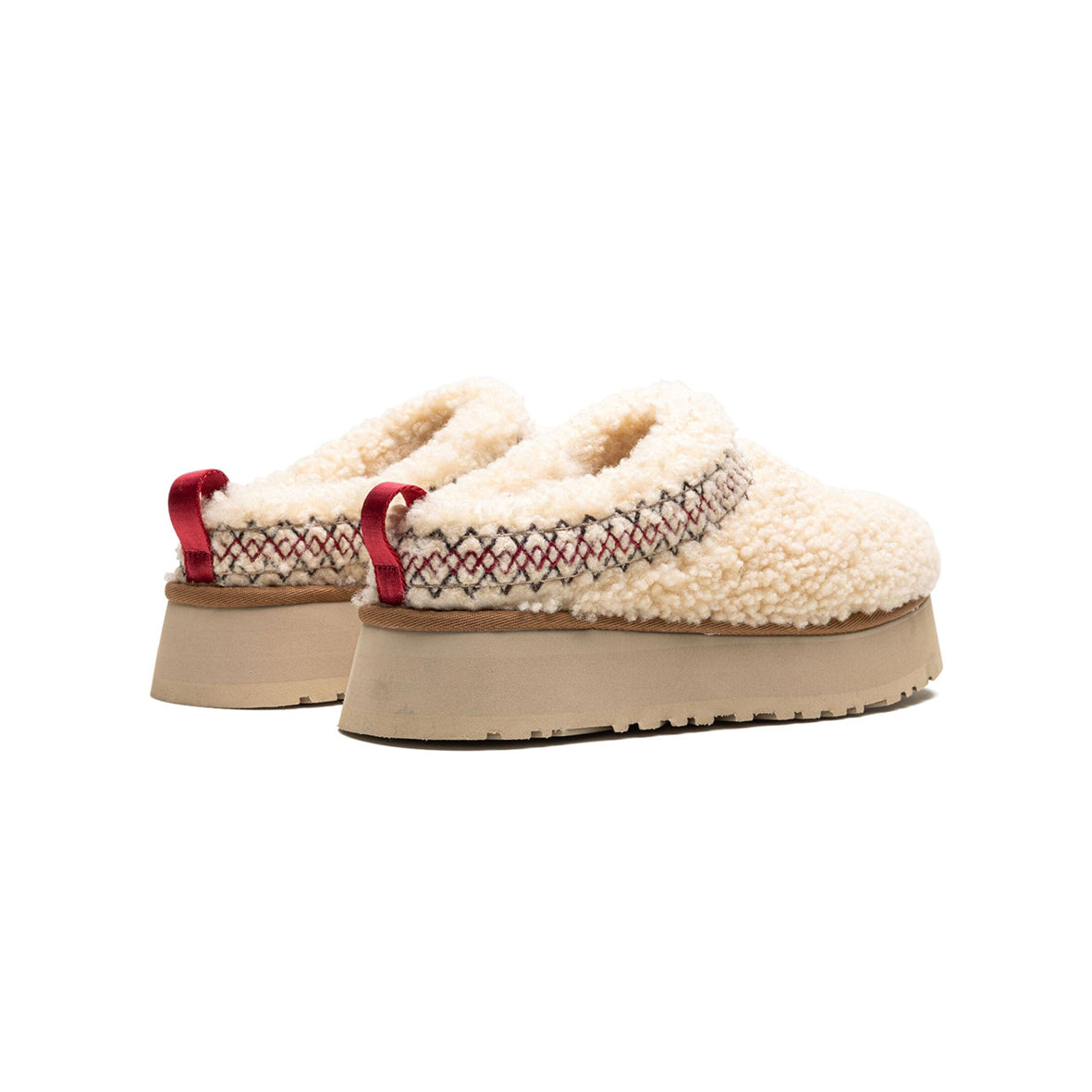 UGG Tazz Heritage Braid Natural chaussons à plateforme femme en daim et peau de mouton naturel, détail semelle