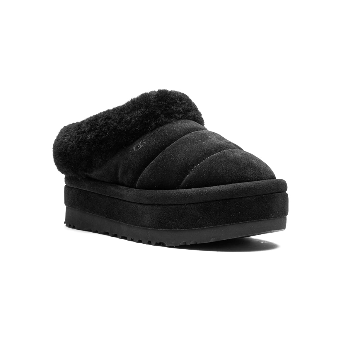 UGG Tazzlita Black chaussons femme en daim et peau de mouton noir, détail semelle
