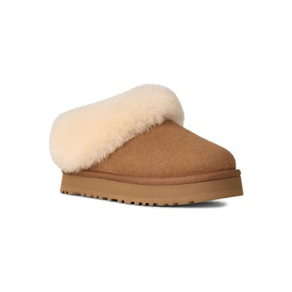 UGG Tazzelle Chestnut chaussons à plateforme femme en daim et peau de mouton marron chestnut, vue de face