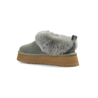 UGG Tazzelle Moss Green chaussons à plateforme femme en daim et peau de mouton vert mousse, détail semelle