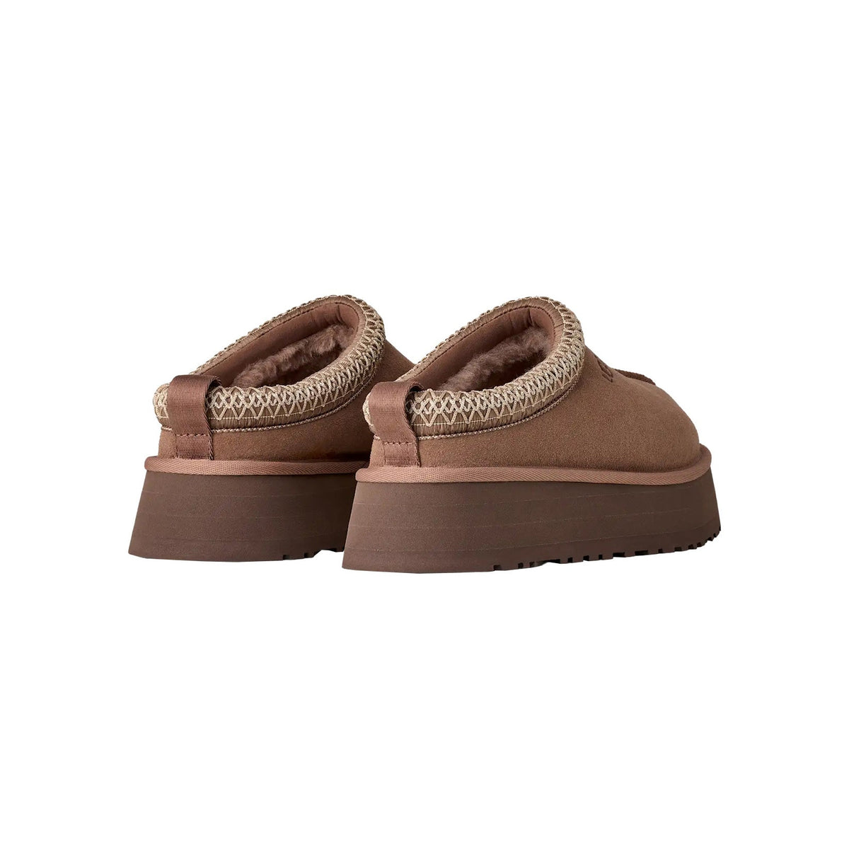 UGG Tazz Rocky Oak chaussons à plateforme femme en daim et peau de mouton marron chêne, détail semelle