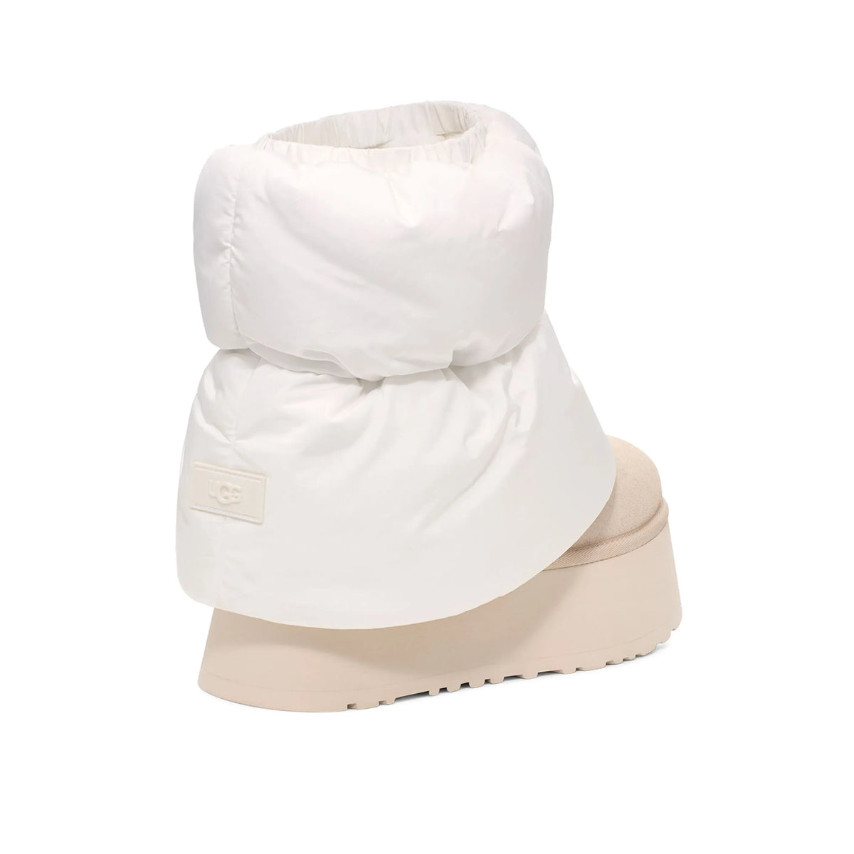 UGG Mini Dipper Puffer Neutral bottines fourrées femme en nylon matelassé et peau de mouton naturelle beige, détail semelle