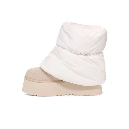 UGG Mini Dipper Puffer Neutral bottines fourrées femme en nylon matelassé et peau de mouton naturelle beige, vue arrière