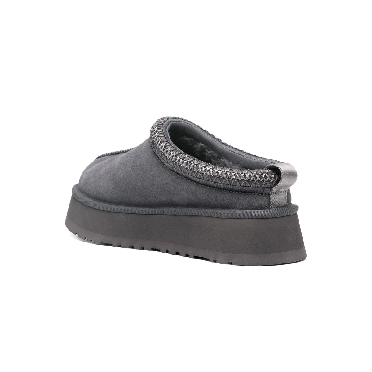 UGG Tazz Obsidian chaussons à plateforme femme en daim et peau de mouton bleu nuit, détail semelle