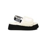 UGG Disco Slide White Black – Mules Femme en Daim et Peau de Mouton