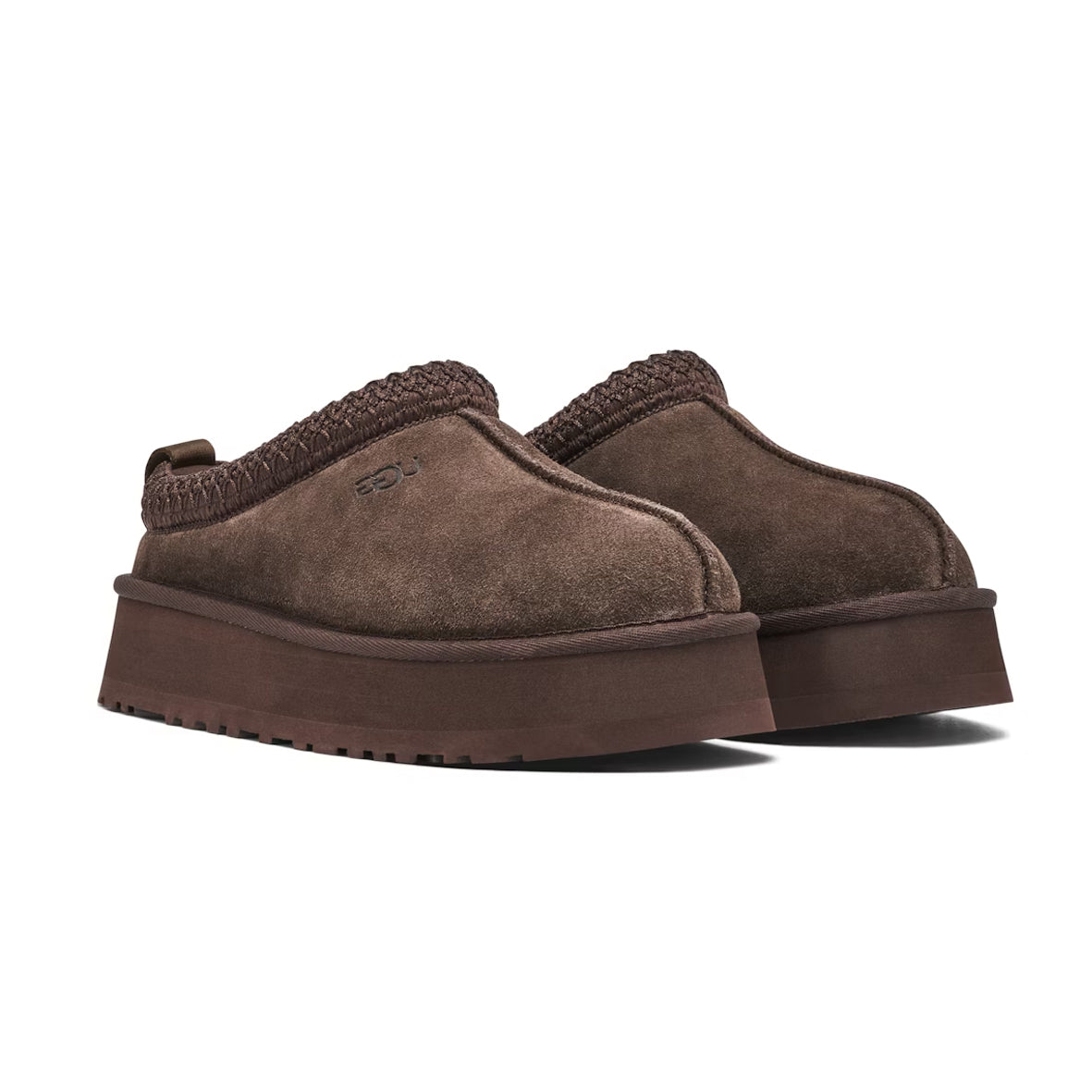 UGG Tazz Cacao chaussons à plateforme femme en daim et peau de mouton cacao, vue de face