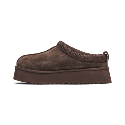 UGG Tazz Cacao chaussons à plateforme femme en daim et peau de mouton cacao, détail semelle