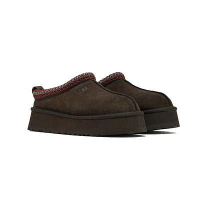 UGG Tazz Dusted Cocoa chaussons à plateforme femme en daim et peau de mouton marron cacao, vue de face
