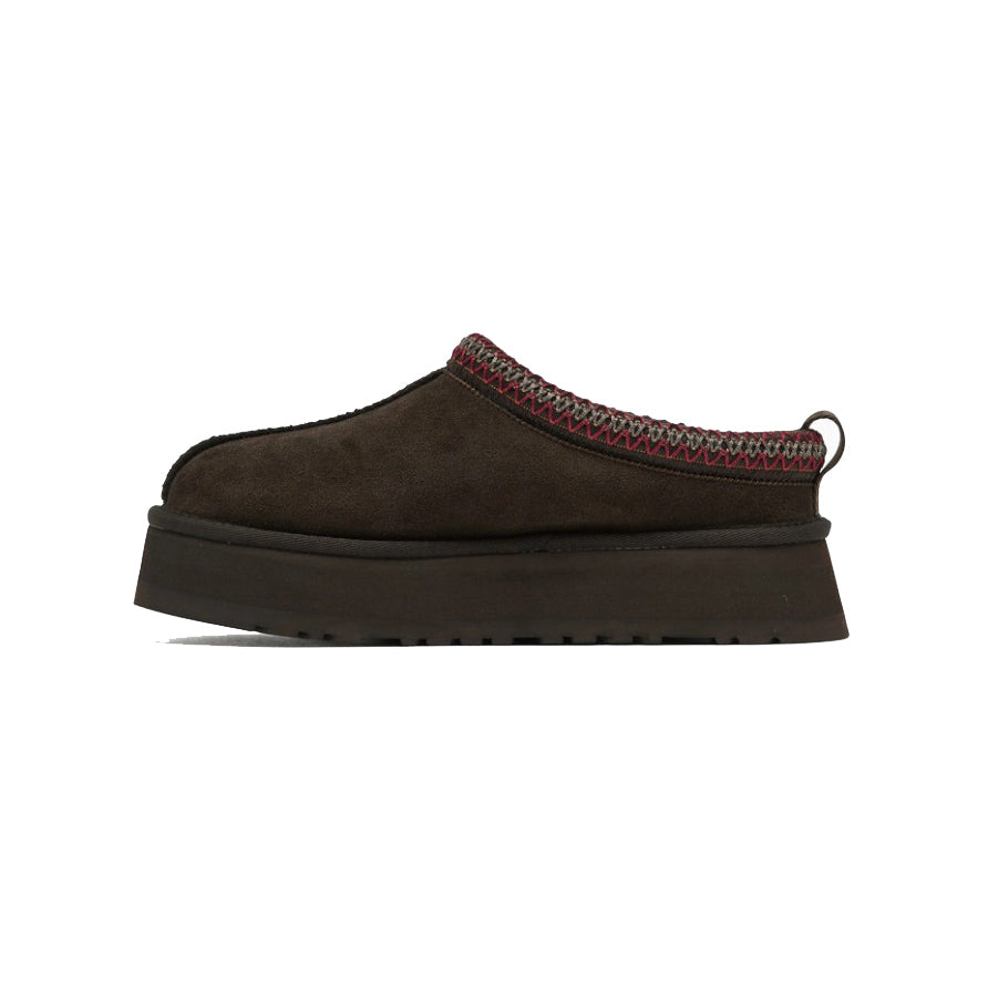 UGG Tazz Dusted Cocoa chaussons à plateforme femme en daim et peau de mouton marron cacao, détail semelle