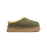 UGG Tazz Olive Green – Sabots Plateforme Femme en Daim et Peau de Mouton