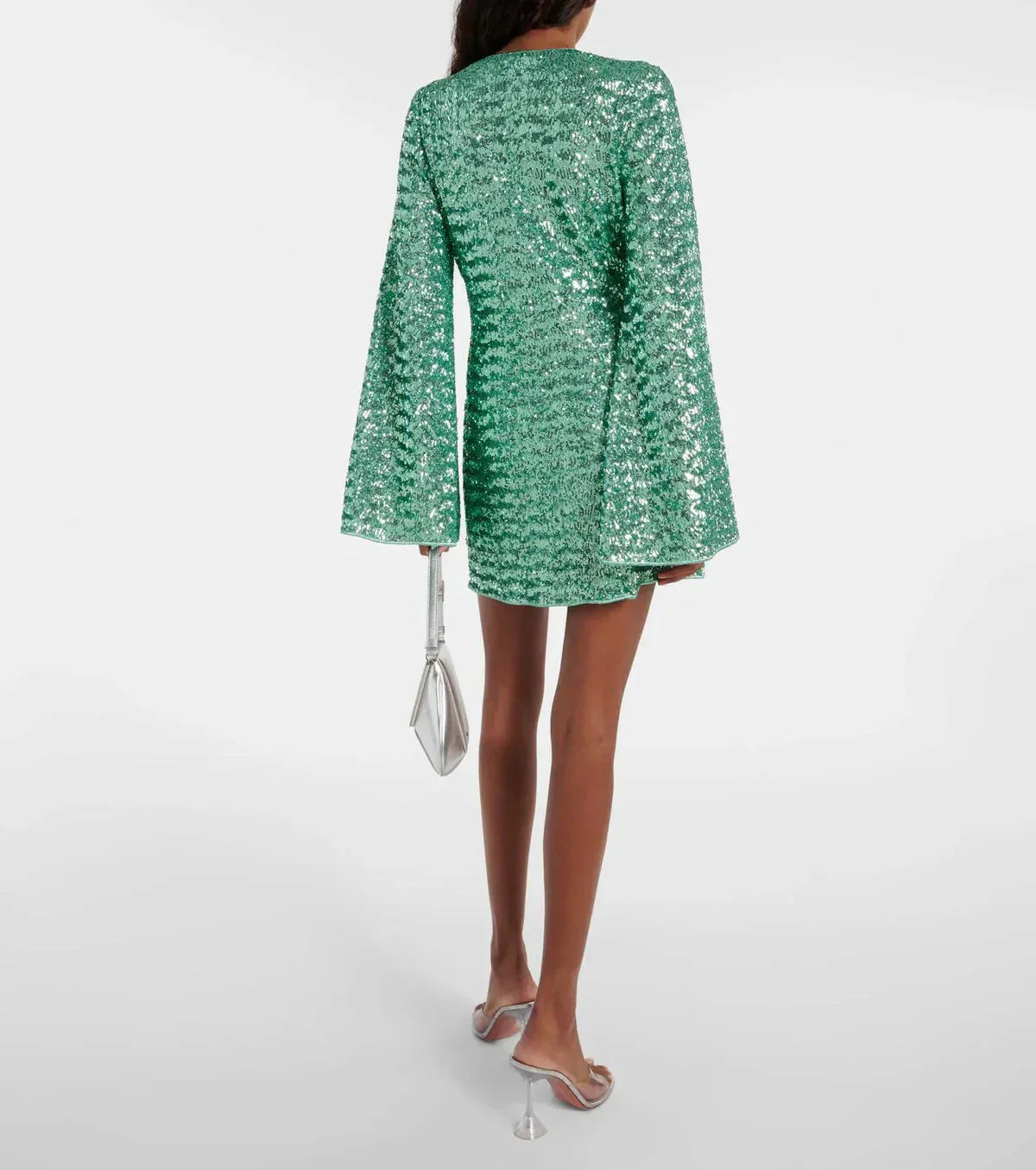Robe Mini Femme en tissu léger, col V, coupe moulante – Menvelo