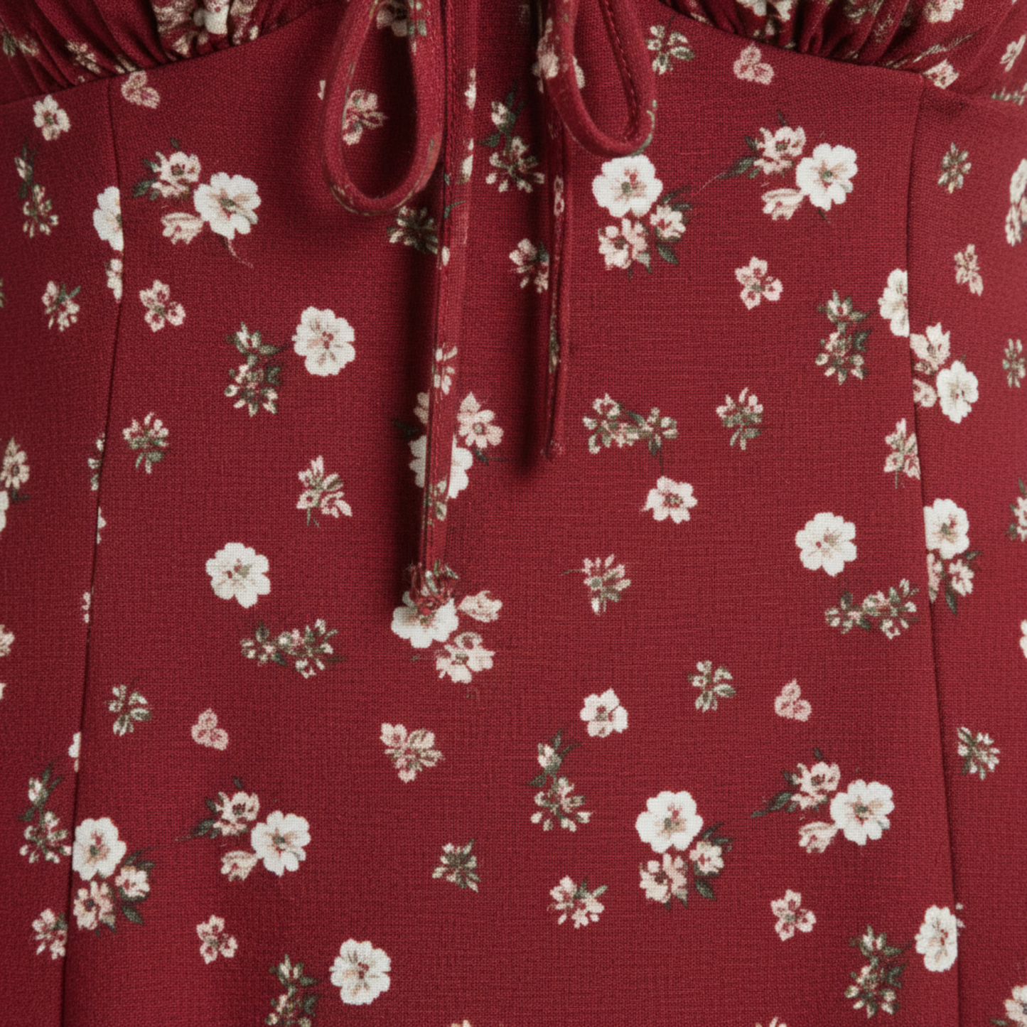 Robe Midi Femme Fleurie – Bretelles Fines, Nœud et Fente Latérale