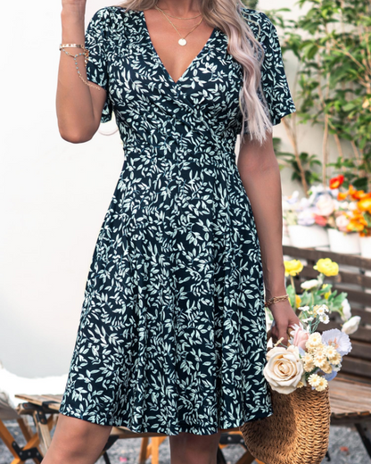 Robe Midi Femme en tissu léger, col V, coupe fluide – Menvelo