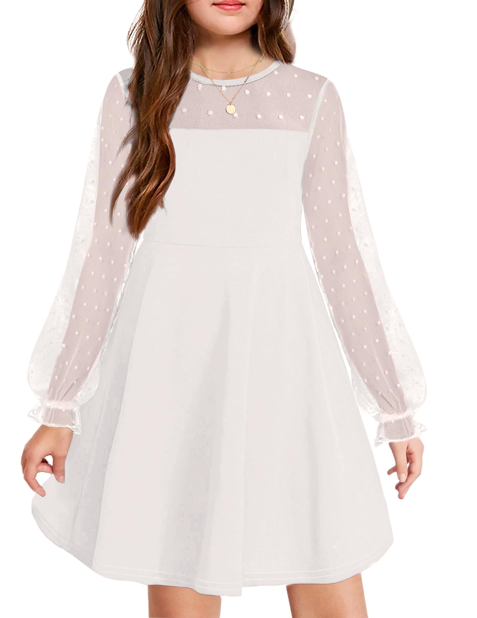 Robe Midi Femme en tissu léger, manches longues, coupe fluide – Menvelo