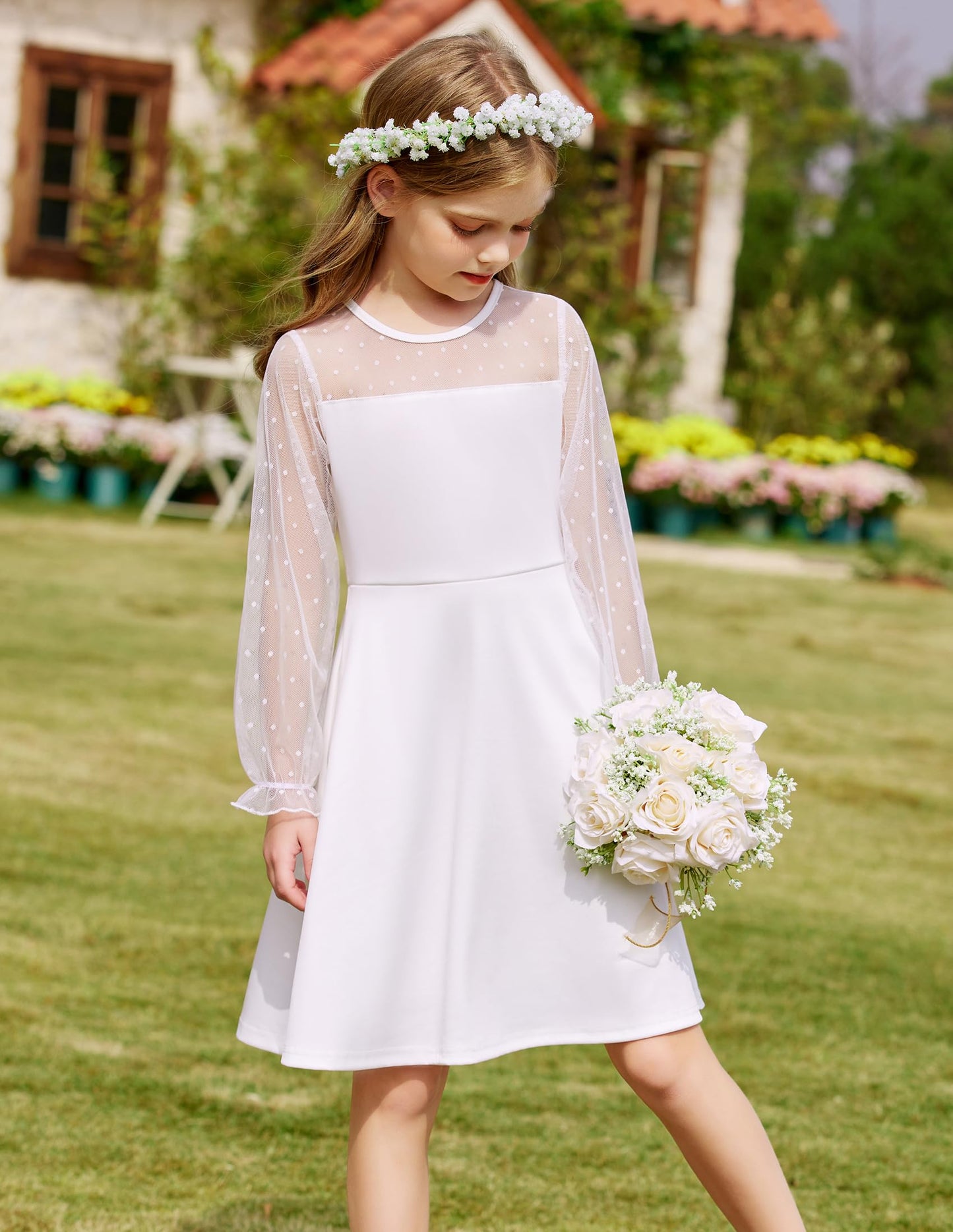 Robe Midi Femme en tissu léger, manches longues, coupe fluide – Menvelo