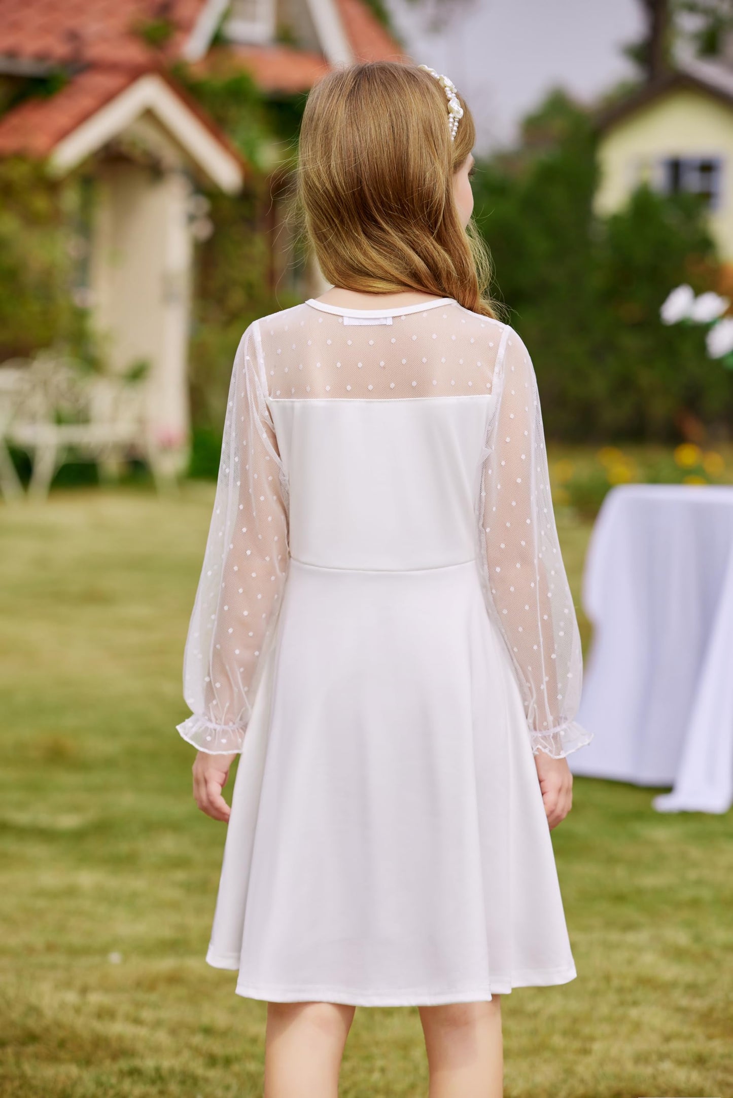 Robe Midi Femme en tissu léger, manches longues, coupe fluide – Menvelo
